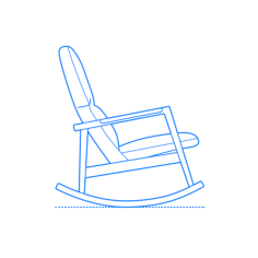 Furniture Rocking Chair Risom Rocker Outline Icon Svg Set, Free Vectors File